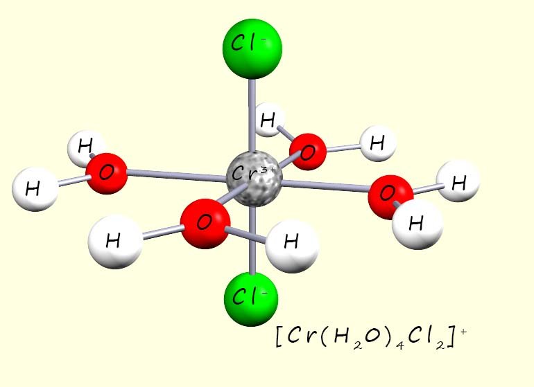 3D model [Cr(H20)4Cl2)]+ complex ion